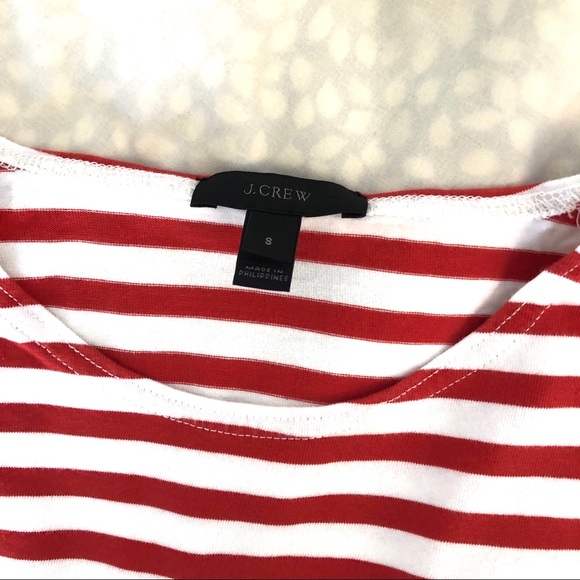 J.Crew Ruffle Sleeve T-shirt in Red & White Stripe - Picture 8 of 11